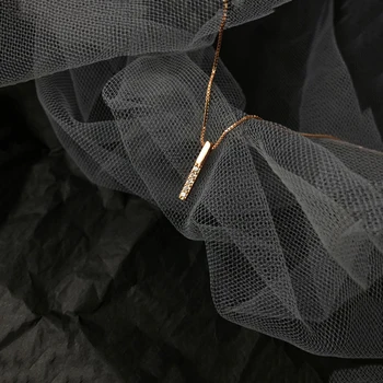 YANHUI Enkelt Strip Geometriske Cubic Zircon Halskæde Sølv 925 Kravebenet Kæde, Charme Halskæde Til Kvinder XN019 8487