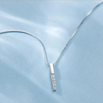 YANHUI Enkelt Strip Geometriske Cubic Zircon Halskæde Sølv 925 Kravebenet Kæde, Charme Halskæde Til Kvinder XN019