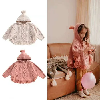 2020 L&M Kids Jacket Nye Vinter Drenge Piger Strik Mode Søde Skønhed Kvast Hooded Coat Baby Barn Bomuld Outwear Tøj 8508