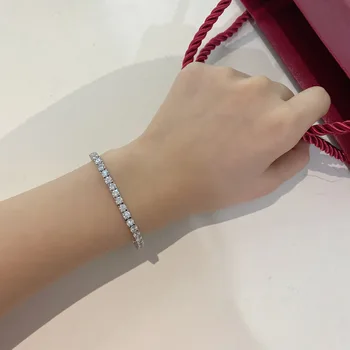Shipei Luksus 925 Sterling Sølv Gemstone Armbånd Fine Smykker Skabt Moissanite Bryllup Engagement Charm Bangle Armbånd