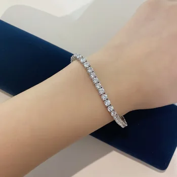 Shipei Luksus 925 Sterling Sølv Gemstone Armbånd Fine Smykker Skabt Moissanite Bryllup Engagement Charm Bangle Armbånd