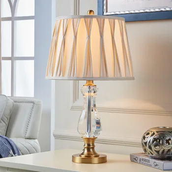 American-Style Krystal Lampe Varmt Soveværelse Sengelampe Bordlampe Bryllup Model Værelses Stue Dekorativ Bordlampe Led