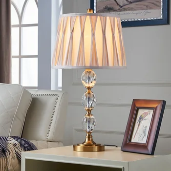 American-Style Krystal Lampe Varmt Soveværelse Sengelampe Bordlampe Bryllup Model Værelses Stue Dekorativ Bordlampe Led