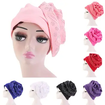 Kvinder, Muslimske Bonnet Beanie Turban Hat Stor Blomst Hoved Tørklæde Wrap Kemo Cap Arabiske Varm Boring Islamiske Hårtab Nye Tilbehør 8567