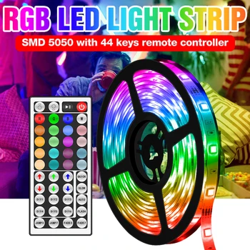 Fleksibel Tape Lys 5050 LED RGB Strip Lampe DC12V Desktop-Baggrundsbelyst LED Lys Fita Bånd 5M 10M 15M 20M Fjernbetjening+Adapter