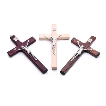 5x Træ-Kristus Jesus, Kors, Lidelse Statue Religiøse Bøn Crucifix Vedhæng