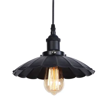 Black vintage industriel pendel Lotus blad nordiske retro lys strygejern loft lampeskærm edison lamp metal spisestue MJ1014