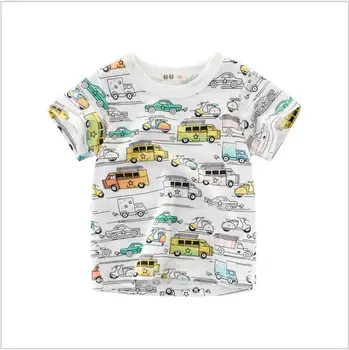 2021 Kid Boy T-shirt med Hvide Toppe Børn Sommer Baby Toppe Toddler Dreng Fashion T-Shirts, Bomuld Tøj Sedan Bil Tegneserie T-shirts