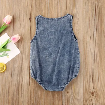 Sommeren Nye Ankomst Denim Baby Drenge Tøj Mode Lomme-Knappen Design Romper Komfortable Nyfødte Baby Piger Buksedragt Tøj 866