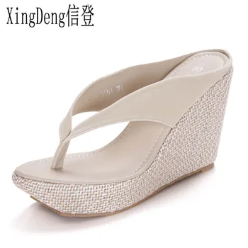 XingDeng Damer Flokkes Sandaler, Sko Og Store 33-41 Fashion Kvinder Klip-Klappere Damer Platform Wedges Sko