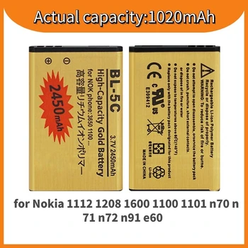 Supersedebat BL-5C-Batterie til Nokia 6230 6600 6630 Batteri BL5C Batería til Nokia 1112 1208 1600 1100 1101 N70 N71 N72 N91 E60 8712