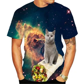 2020 Nye Galaxy Plads 3D-T-Shirt afslappet Dejlige Killing Kat Spise Taco Pizza Sjove Toppe Tee t-shirts kortærmet Sommer tøj