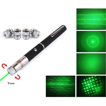 6in1 5mw 405Nm 530Nm 650Nm Rød Grøn Blå Laser Pointer Pen Laser Lommelygte + 5 Star Caps Stråle Lys ,Blænde, Kalejdoskopisk