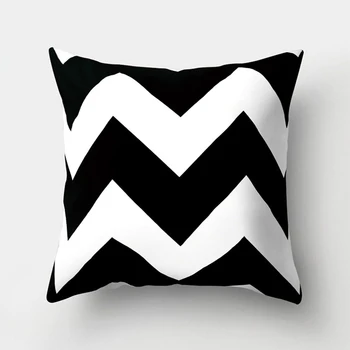 Nordic Geometric Print Cushion Cover Black and White Throw Pillow Case for Home Sofa Chair Car Decor Pillowcase 45x45cm 1/2 Pcs