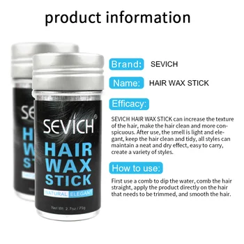 Sevich 75g Naturlig og forfriskende Hair Wax Stick Langvarig Hår Styling Voks Fashion Hair Ler Højt Stærke Hold Hår Fløde