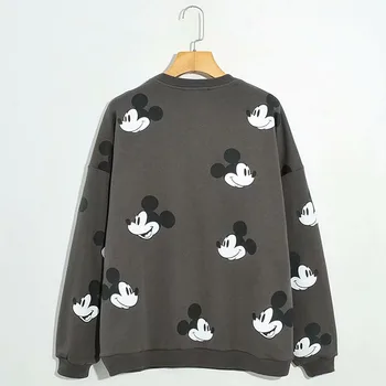 Disney Fashion Sweatshirts Mickey Mouse Tegnefilm Print-O-Neck Pullover Med Lange Ærmer Kvinder Harajuku Toppe Mørk Grå Kvinder Femmes