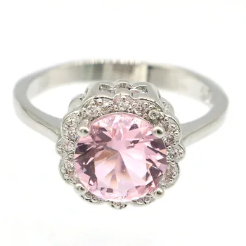 11x11mm Dejlige Søde Skabt Pink Kunzite Lyse Zircon Sølv Ring for Kvinder Fine Fine Snit Brude Smykker Hot Salg 8902
