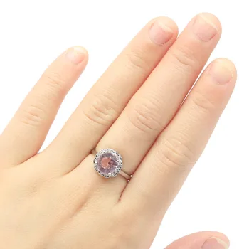11x11mm Dejlige Søde Skabt Pink Kunzite Lyse Zircon Sølv Ring for Kvinder Fine Fine Snit Brude Smykker Hot Salg