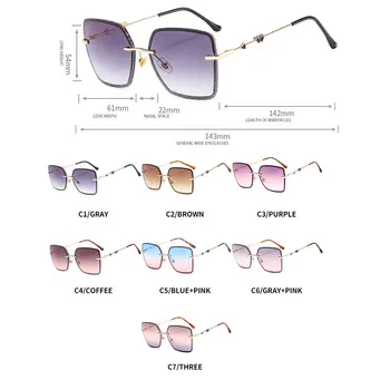 Mosaik Farverige Krystal Rammeløse Solbriller af Høj Kvalitet, Kvinder Mode, Luksus Briller UV400
