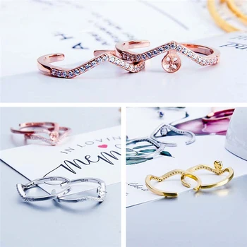 CLUCI Sølv 925 Krone Ring Smykker til Kvinder Bryllup Zircon Perle Ring Montering 925 Sterling Sølv Bridal Crown Ring SR2217SB