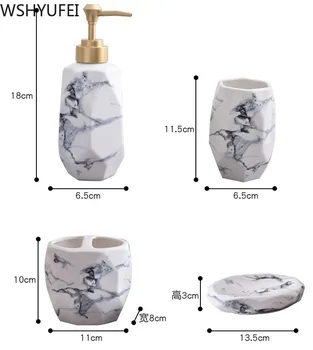 Keramiske badeværelse fem-stykke bad Nordiske sandsten serie badeværelse sæt marmor tekstur munden cup badeværelse tilbehør