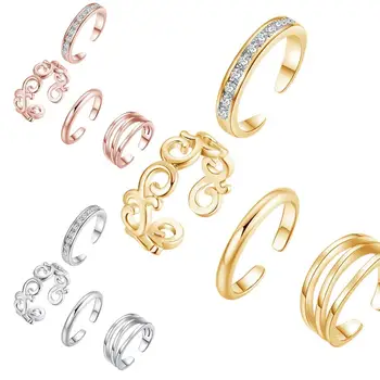 Imixlot Nye Enkle Fod Ring Åbning Justerbare Ring Sæt 4 delt Sæt Europæiske og Amerikanske Eksplosion Kvindelige Smykker Gave