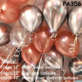 60pcs Rosegold Metal Konfetti Balon Metallisk Balon Blandet Fantastisk Syn til bryllup Party prinsesse dekoration metallic balloner