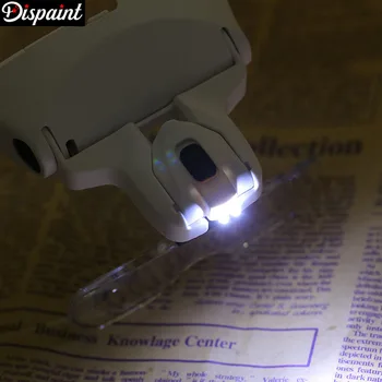 Dispaint Diamant Maleri, Broderi 1,0 X 1,5 X 2,0 X 2,5 X 3,5 X Justerbare 5-Objektiv Lup LED Lys Hovedbøjle Lup Glas Lampe