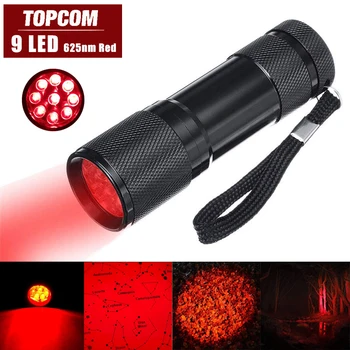 TOPCOM Lomme Mini 9 LED Rødt Lys RedSight 625nm Rød Lommelygte Torch For at Læse Astronomi Star Maps Bevare nattesyn