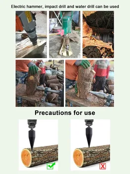 32mm Brænde Boret Træ Opdele Log Splitter Snegl Opdeling Breaker Høj Hastighed Twist Skrue Træ Splitter Kegle Driver