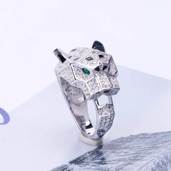 Mode Grønne Øjne Leopard Finger Ring Fuld Zircon Sten Panther Ring til Mænd, Kvinder Part, Smykker, Guld, Rose Guld