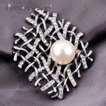 IYOE Seneste Design-Fashion Brand, der Simuleres Pearl og Hvidguld Vedhæng Vintage Smykker Luksus Krystal Pins Og Brocher