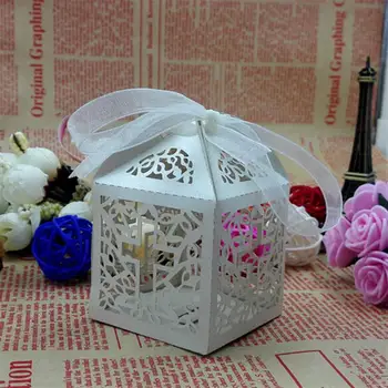 50stk Hule Cross Stil Bryllup Candy Box Slik Gave Fordel Kasser Med Bånd Fest Dekoration Bryllup Gaver Til Gæsterne Favors 9072