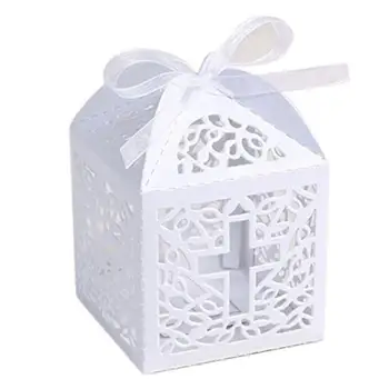 50stk Hule Cross Stil Bryllup Candy Box Slik Gave Fordel Kasser Med Bånd Fest Dekoration Bryllup Gaver Til Gæsterne Favors
