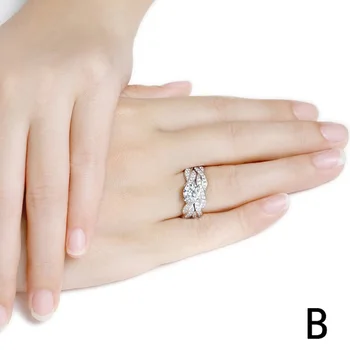 2stk Luksus Kvindelige Mode Ringe CZ Cubic Zirconia Bryllup Engagement Ring Sæt til Kvinder Party Smykker Dropshipping