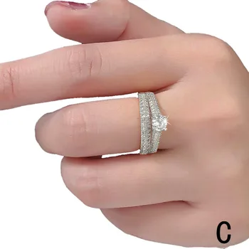 2stk Luksus Kvindelige Mode Ringe CZ Cubic Zirconia Bryllup Engagement Ring Sæt til Kvinder Party Smykker Dropshipping
