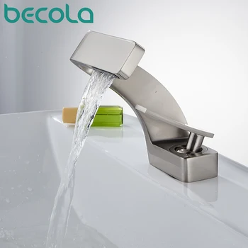 Becola Børstet Guld Håndvask Armatur Sort Badeværelse blandingsbatteri Dæk Monteret håndvask Håndvask Hane med Varmt og Koldt Vand chrome faucet taps