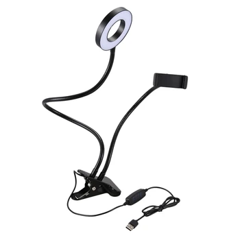 Selfie Ring Lys med Fleksible Mobiltelefon Holder Dovne Beslag bordlampe Led til Youtube Live Stream Kontor, Så På