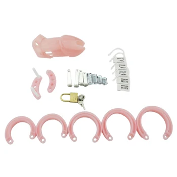 Pink Lang størrelsen fem Ringe, Penis Bur sex legetøj til mænd, Plastik Hane Bur sex produkt , Mandlige Kyskhed Bælte Chastity Enhed 9137