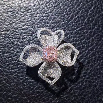 Elegant Camellia Blomst AAA Zircon vielsesringe for Kvinder Luksus Micro Bane Krystaller Engagement Brude Ring Trendy Smykker