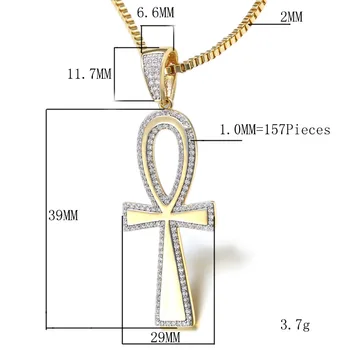 Ankh-Korset Mænds Halskæder&Vedhæng Rhodium Plated AAA Klare CZ Egyptiske Hieroglyffer Mode Smykker Kernen Ansata Kæde