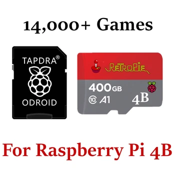 400GB Retropie 4.6 Emulering Station SD-Kort - For Raspberry Pi 4 3D Boxart Video Previews - 14,600+ Spil 50-Systemer Plug&Start