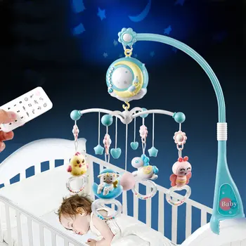 Baby Seng Klokken Rasle Toy Musikalske Sengen Klokken Projektion Baby Beroligende Legetøj Plastic Følelser Vision Forstå Inter Aktiv Baby Legetøj