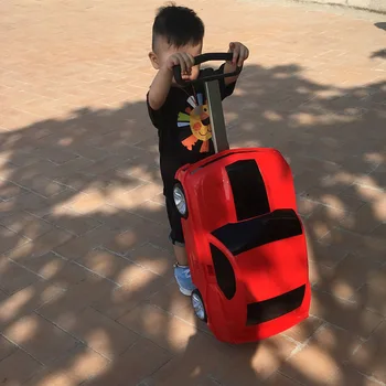 3D-Tegnefilm Bil Vogn bagage børn rullende bagage Bære ons kuffert med hjul mode kabine trolley taske til børn gave