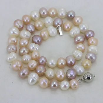 Gratis forsendelse 8-9mm Naturlige Multi-Farve akoya kulturperler perle halskæde 18