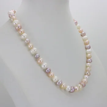 Gratis forsendelse 8-9mm Naturlige Multi-Farve akoya kulturperler perle halskæde 18