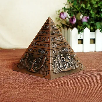 Egyptiske Metal Farao Khufu-Pyramide Figur Pyramide Bygningen Statue Miniaturer Home Office Desktop Indretning Souvenir Gave