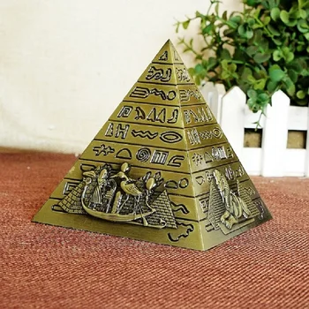 Egyptiske Metal Farao Khufu-Pyramide Figur Pyramide Bygningen Statue Miniaturer Home Office Desktop Indretning Souvenir Gave