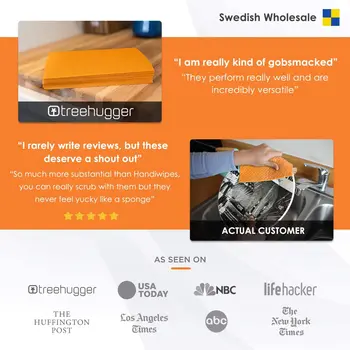 Svenske Karklud Cellulose Svamp, Klude - Bulk 10 Pack af Øko-Venlige Ingen Lugt Genanvendelige rengøringsklude til Køkken