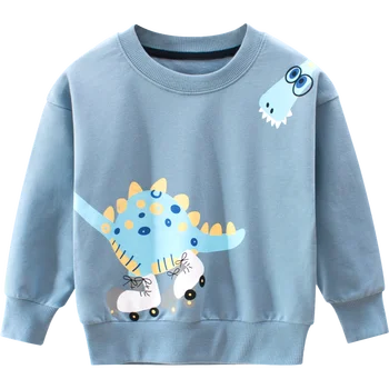 Hættetrøjer Sweatshirts Pige Baby-Drenge, Kids Børn Efteråret Bomuld lille Barn Toppe Tøj Tøj Print Tegnefilm Foråret Dinosaur